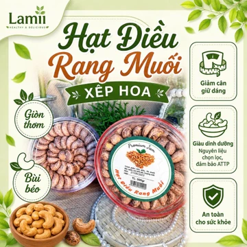 Hạt điều rang muối xếp hoa, hạt dinh dưỡng ăn kiêng, ăn healthy, ăn vặt, tốt cho mẹ bầu, người tiểu đường