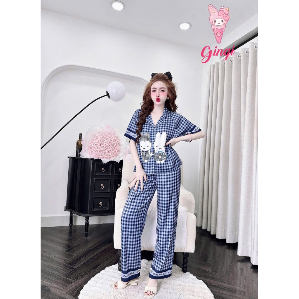 (23/05/26)Tay ngắn quần dài pijama phom áo raplan,lụa latin,size 40-60kg