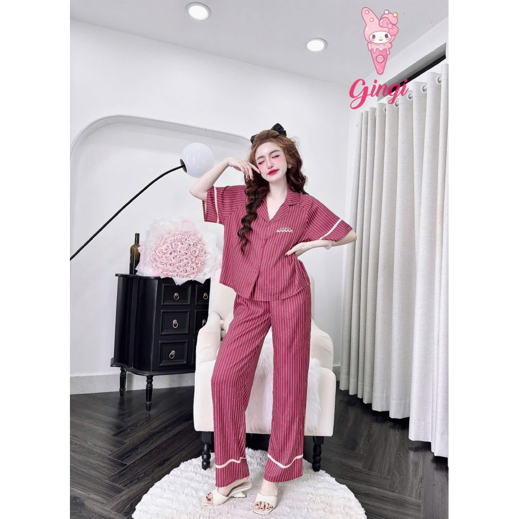 (23/05/26)Tay ngắn quần dài pijama phom áo raplan,lụa latin,size 40-60kg