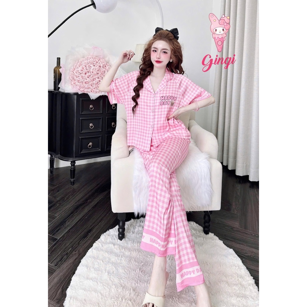 (23/05/26)Tay ngắn quần dài pijama phom áo raplan,lụa latin,size 40-60kg