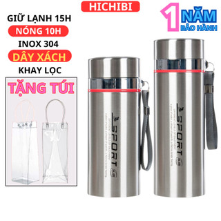 Bình giữ nhiệt 800ml-1000ml inox 304 cao cấp, bình nước inox giữ nhiệt lạnh 15g, nóng 8h, có khay lọc, dây treo