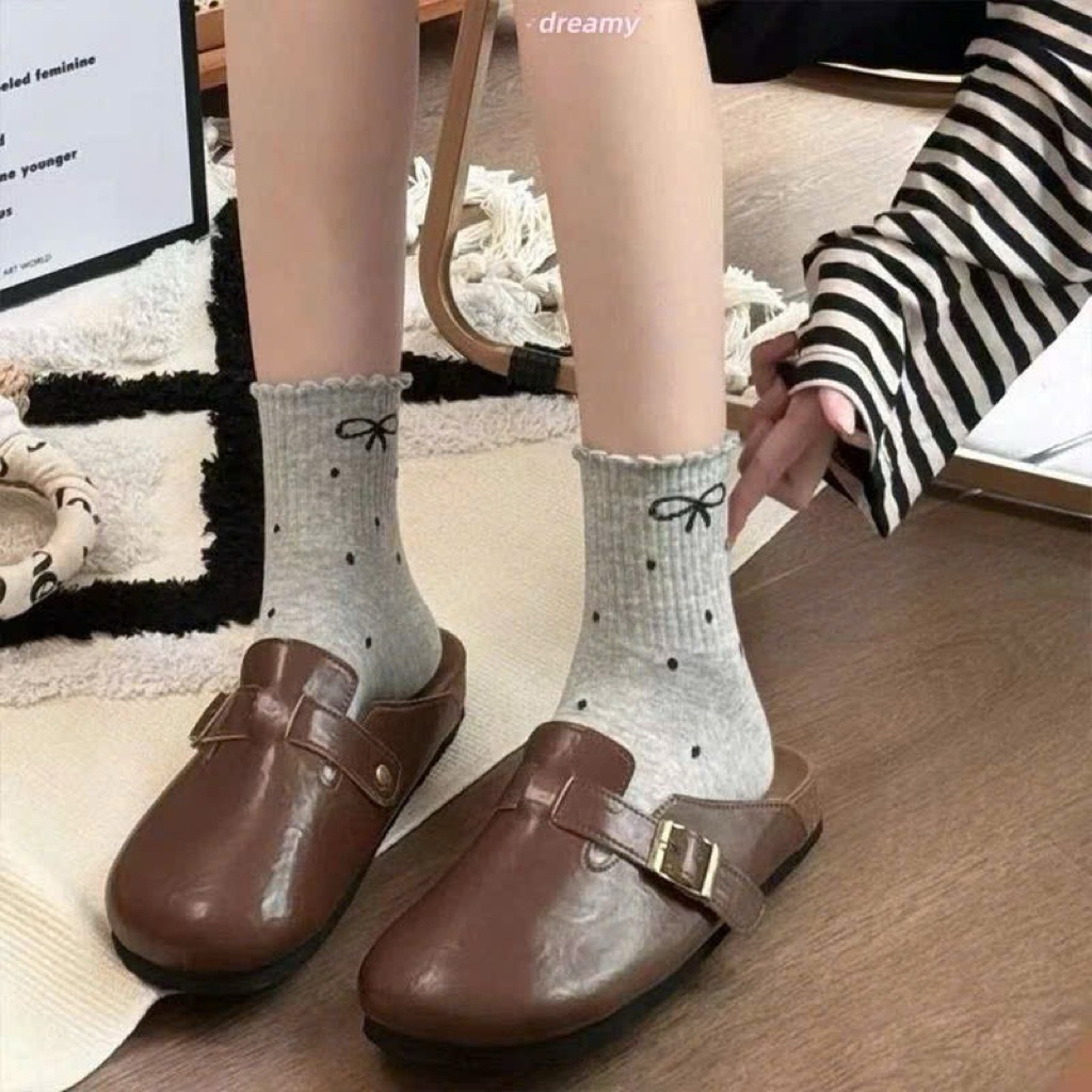[Peinn] Combo 10 Tất nữ cổ cao dễ thương hoạ tiết Nơ Chấm Bi thời trang Hàn Quốc - Vớ 4 mùa co dãn 4 chiều - T55