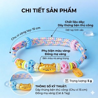 Vòng Tay Mèo May Mắn Dây Lắc Tay Bện Thủ Công Mạ Vàng Bền Màu Thời Trang Phong Cách Hàn Quốc Cho Nữ