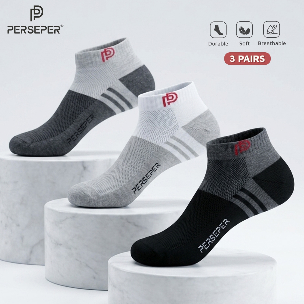 Tất vớ thể thao nam cổ thấp năng động êm ái, chất liệu mềm mịn thoáng khí - Ekiu Shop