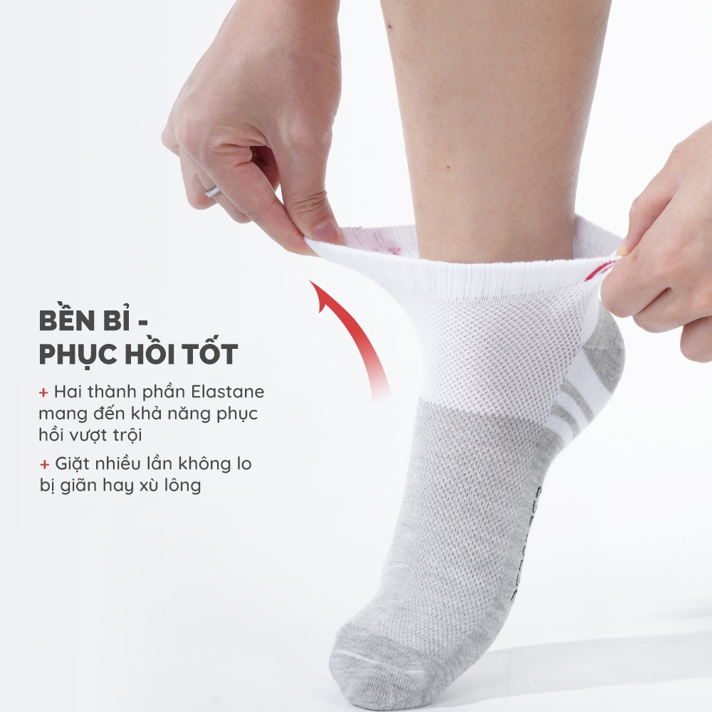 Tất vớ thể thao nam cổ thấp năng động êm ái, chất liệu mềm mịn thoáng khí - Ekiu Shop