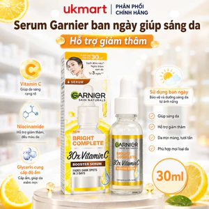 Tinh chất dưỡng sáng ban ngày [Vitamin C+Niacinamide] Garnier Bright Comple Booster Serum 30ml