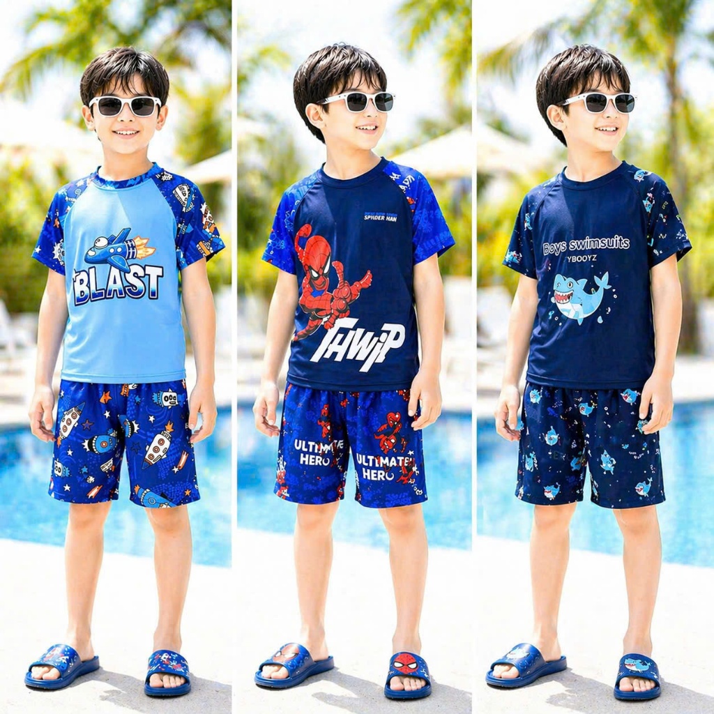 Bộ đồ bơi cho bé trai  size từ 8-40kg chất đẹp, co giãn 4 chiều cho bé thoải mái vận động.