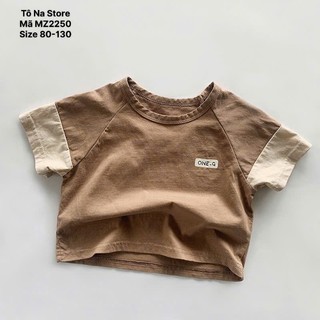 Áo Thun Cộc Tay Cho Bé Từ 9-28kg Phong Cách Hàn Quốc Vải Cotton Mềm Mát Phối Màu Tay Raglan MZ2250