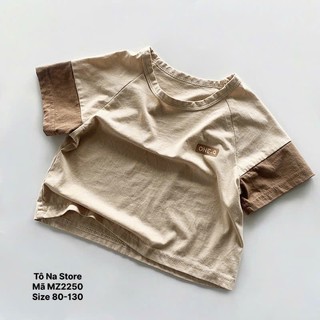 Áo Thun Cộc Tay Cho Bé Từ 9-28kg Phong Cách Hàn Quốc Vải Cotton Mềm Mát Phối Màu Tay Raglan MZ2250