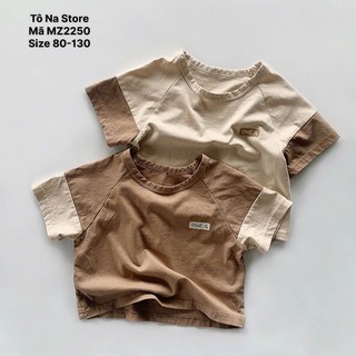 Áo Thun Cộc Tay Cho Bé Từ 9-28kg Phong Cách Hàn Quốc Vải Cotton Mềm Mát Phối Màu Tay Raglan MZ2250
