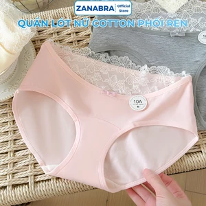 Quần Lót Nữ Cotton Phối Ren Quyến Rũ, Quần Chip Nữ Cạp Vừa Đáy May 2 Lớp Kháng Khuẩn 10A ZANABRA L5310