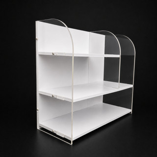 Kệ Để Bàn, Kệ Đựng Đồ, Kệ Mỹ Phẩm Trong Suốt Mica 5mm, Kệ Tủ Đựng Đồ Trang Điểm Gỗ Nhựa PVC Trắng Để Bàn 2, 3 Tầng