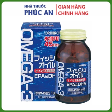 TPBVSK viên uống dầu cá Omega 3 Orihiro Fish Oil Nhật Bản 180 viên hỗ trợ não và mắt