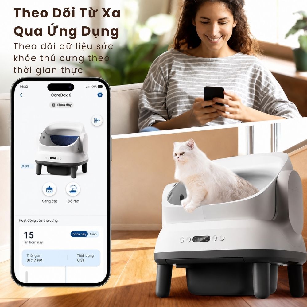 [Tặng Thảm] Máy Dọn Phân Mèo, Cát Mèo, Máy Vệ Sinh Lớn Cho Mèo HELIPET OPEN TOP PRO