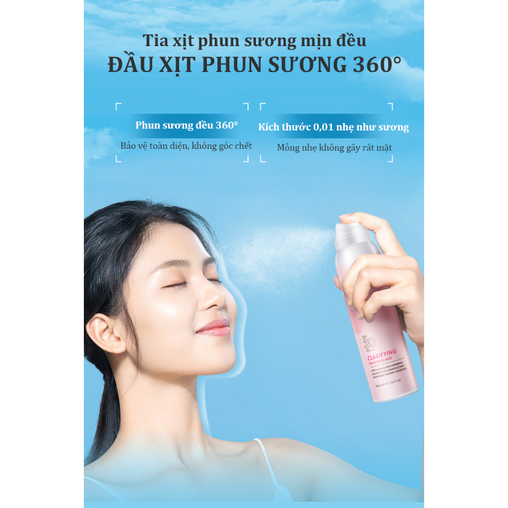 [LIVE KOL] Xịt chống nắng nâng tone HEXZE SPF50, PA+++ , bảo vệ da toàn diện