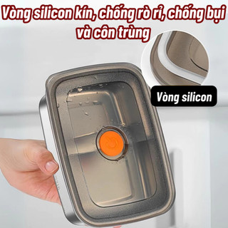 Hộp Đựng Thực Phẩm Inox 2200ml - Khay Đựng Có Nắp Đậy, Bảo Quản Tủ Lạnh