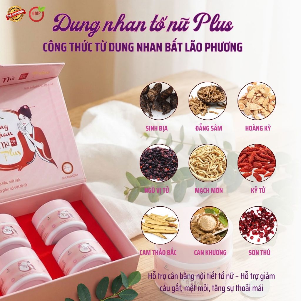Dung Nhan Tố Nữ Plus - Hỗ Trợ Làm Đẹp Từ Bên Trong, Cân Bằng Nội Tiết, Hỗ Trợ Giảm Khó Chịu Do Thay Đổi Nội Tiết