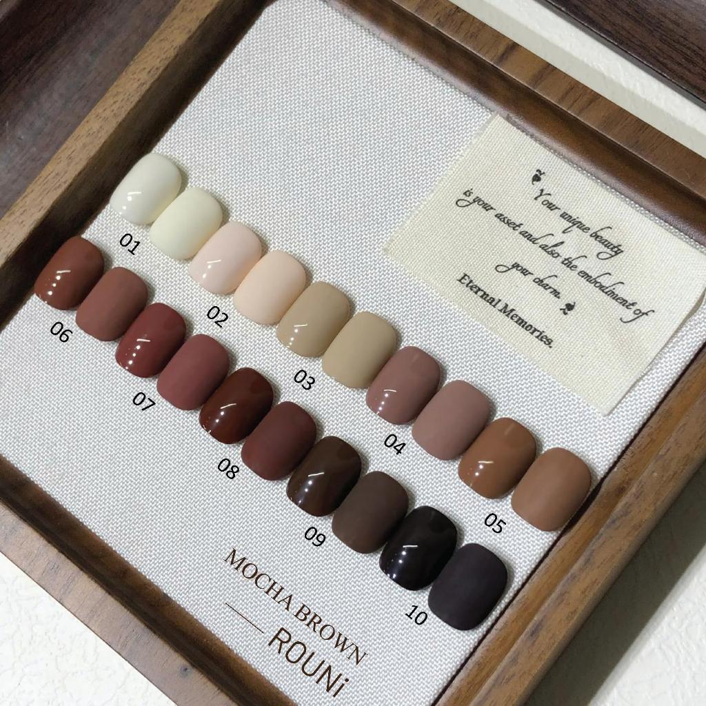ROUni sơn gel màu nâu chuyên dụng nail mùa thu đông 2026 màu cà phê sữa màu caramel nâu chocolate