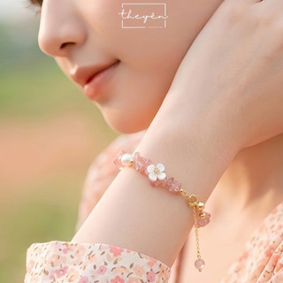 Flora - Vòng tay Anh Đào - Thạch Anh Dâu Tây - Quà Tặng Sinh Nhật Ý Nghĩa Mang Lại May Mắn, Bình An