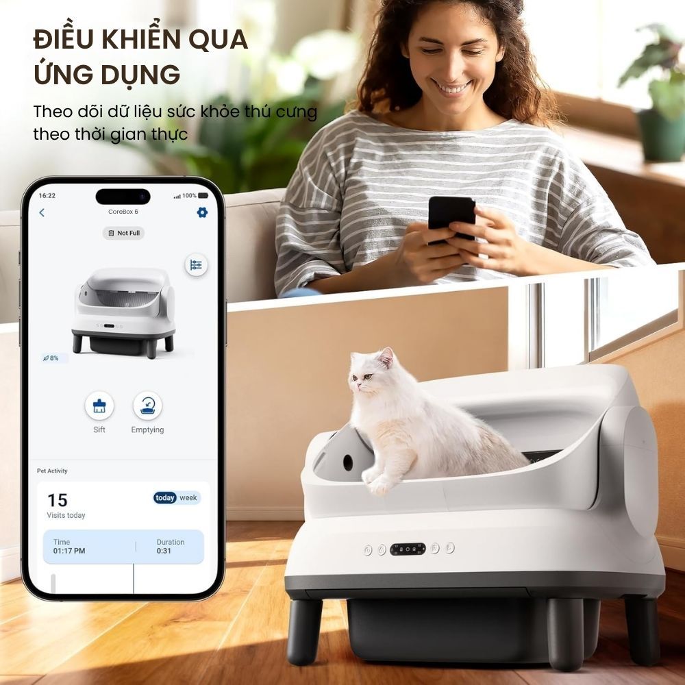 Nhà Vệ Sinh Cho Mèo Tự Động, Máy Dọn Phân Mèo Helipet Open Top Pro Plus Mới 2026