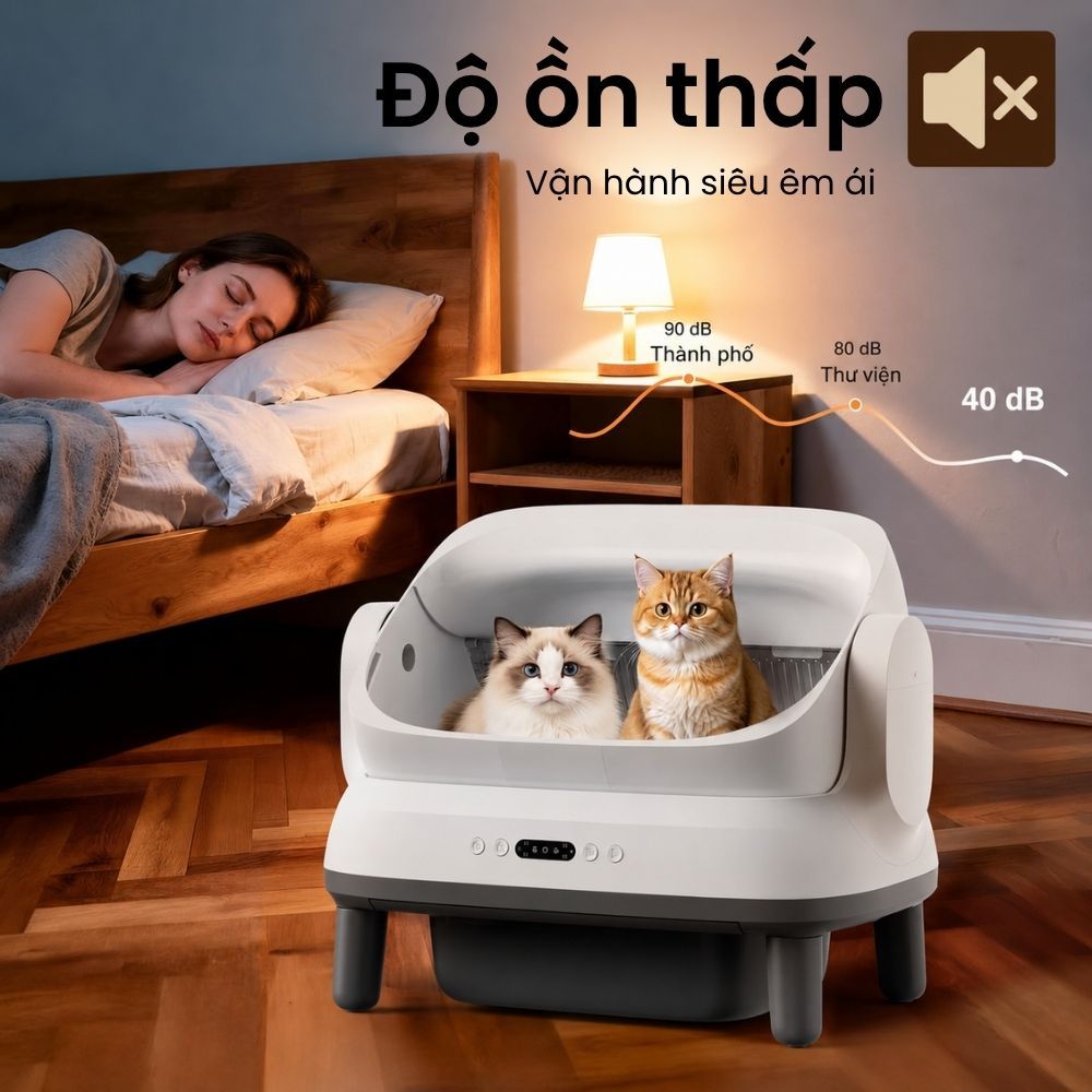 Nhà Vệ Sinh Cho Mèo Tự Động, Máy Dọn Phân Mèo Helipet Open Top Pro Plus Mới 2026
