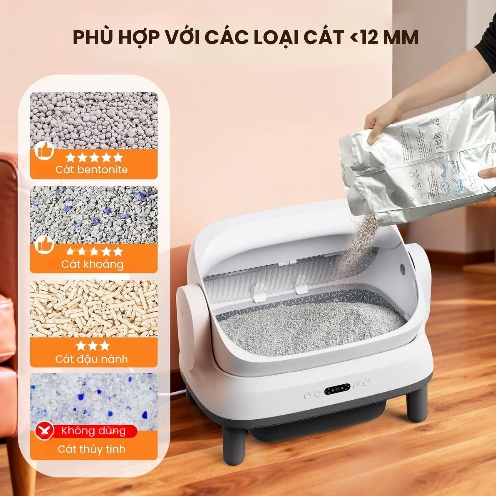 Nhà Vệ Sinh Cho Mèo Tự Động, Máy Dọn Phân Mèo Helipet Open Top Pro Plus Mới 2026