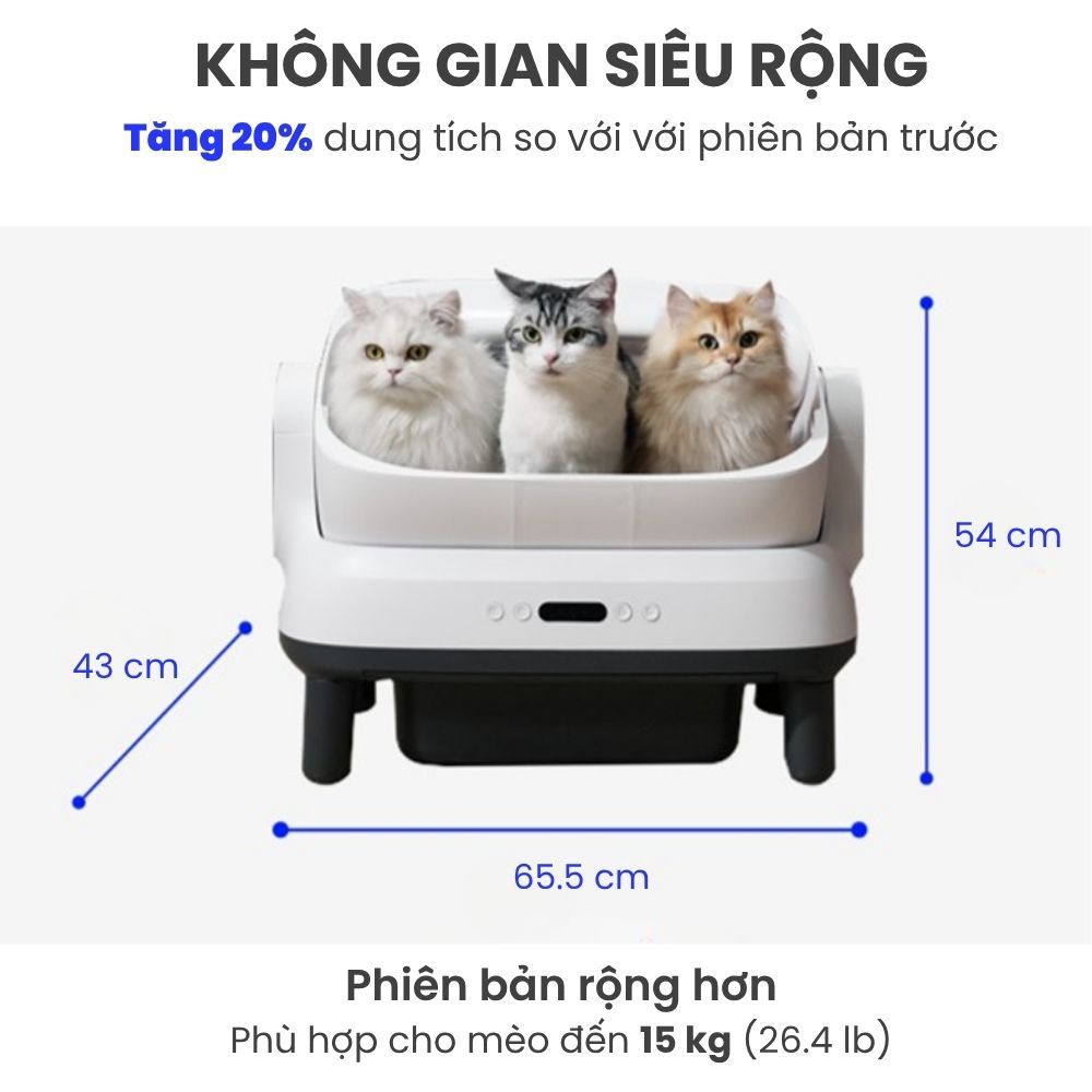 Nhà Vệ Sinh Cho Mèo Tự Động, Máy Dọn Phân Mèo Helipet Open Top Pro Plus Mới 2026