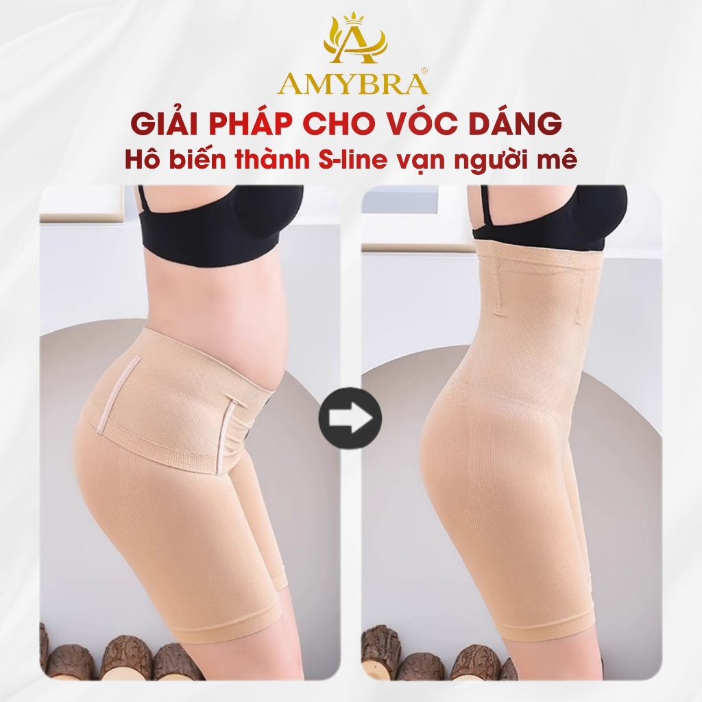 Quần Gen Nịt Bụng Cạp Cao Liền Thân, Quần Nịt Bụng Định Hình Dáng Thon Gọn AMYBRA N3956