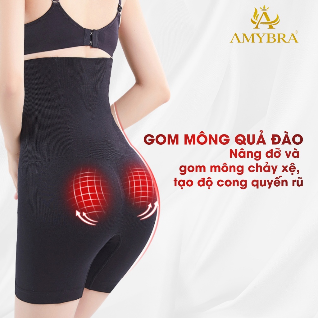 Quần Gen Nịt Bụng Cạp Cao Liền Thân, Quần Nịt Bụng Định Hình Dáng Thon Gọn AMYBRA N3956