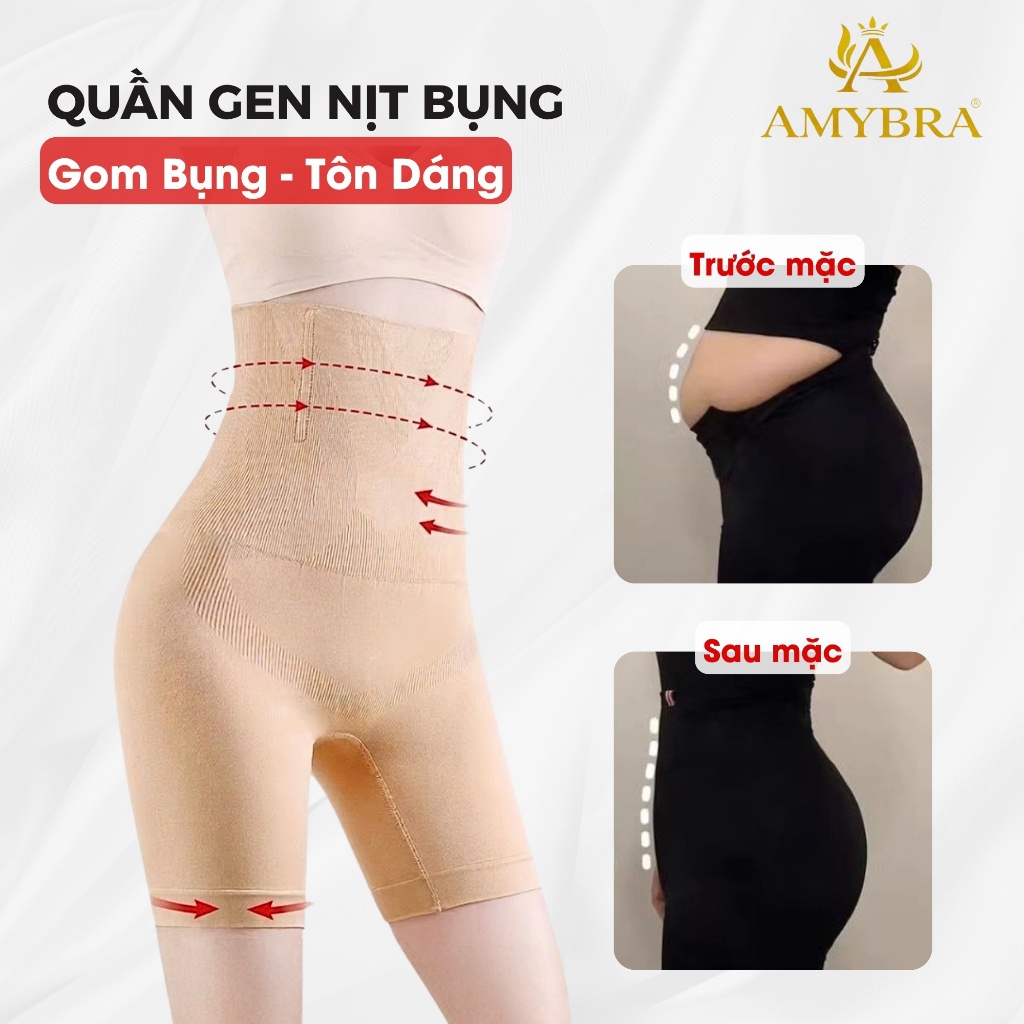 Quần Gen Nịt Bụng Cạp Cao Liền Thân, Quần Nịt Bụng Định Hình Dáng Thon Gọn AMYBRA N3956