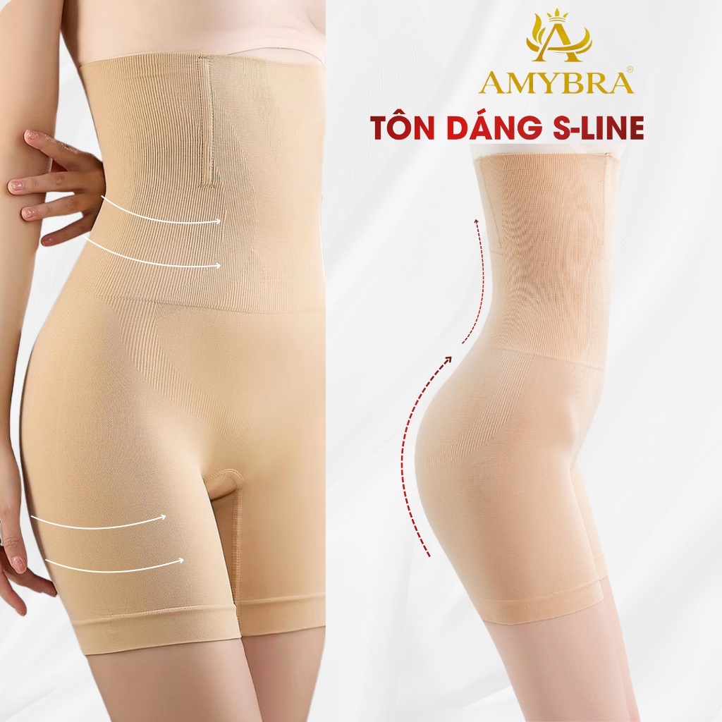 Quần Gen Nịt Bụng Cạp Cao Liền Thân, Quần Nịt Bụng Định Hình Dáng Thon Gọn AMYBRA N3956