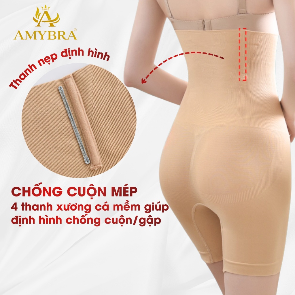 Quần Gen Nịt Bụng Cạp Cao Liền Thân, Quần Nịt Bụng Định Hình Dáng Thon Gọn AMYBRA N3956