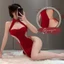 Đầm sườn xám, Váy sườn xám in hoa chìm cách tân gợi cảm mặc dự tiệc đi bay