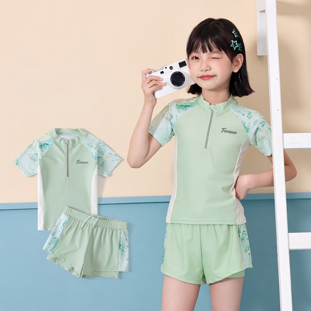 Bộ bơi,  Đồ Bơi Bé Gái Ngắn Tay Quần Đùi Size Đại 16-52kg