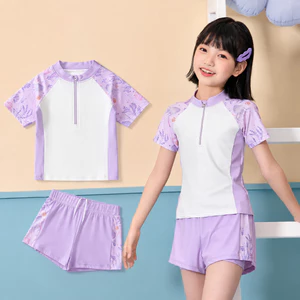Bộ bơi, Đồ Bơi Bé Gái Ngắn Tay Quần Đùi Size Đại 16-52kg