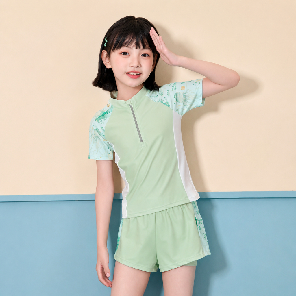 Bộ bơi,  Đồ Bơi Bé Gái Ngắn Tay Quần Đùi Size Đại 16-52kg
