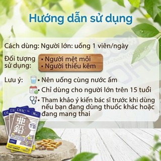 Viên uống bổ sung Kẽm ZinC tự nhiên DHC chính hãng của Nhật Bản tăng cường sức khỏe gói 30 ngày