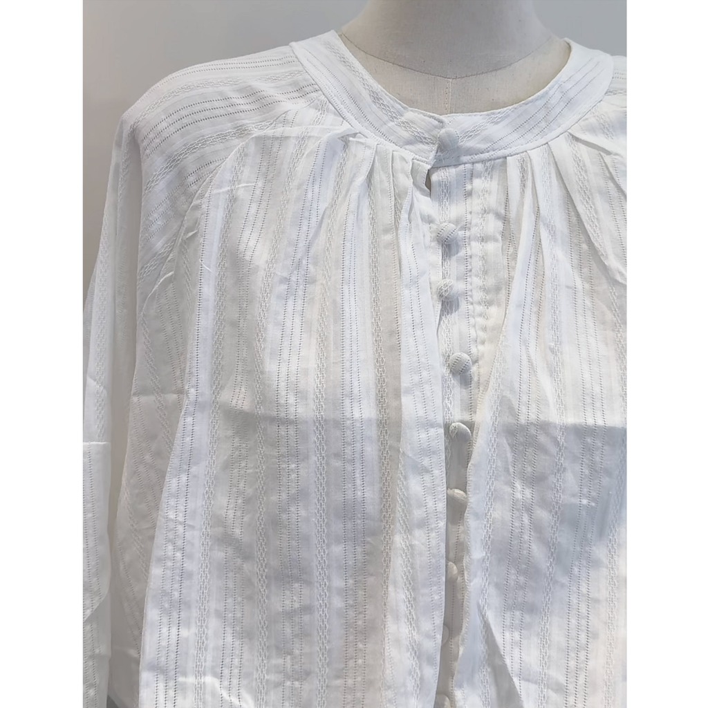 [Chuẩn QC-Loại 1] Áo Sơ Mi Kiểu Nữ Tay Phồng Thanhhuyen clothings2 Nút Bọc Sang Chảnh Vải Đũi Mát Sang Chảnh (B525)