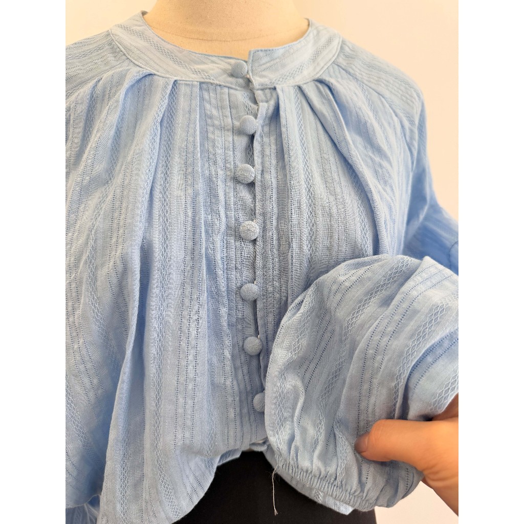 [Chuẩn QC-Loại 1] Áo Sơ Mi Kiểu Nữ Tay Phồng Thanhhuyen clothings2 Nút Bọc Sang Chảnh Vải Đũi Mát Sang Chảnh (B525)