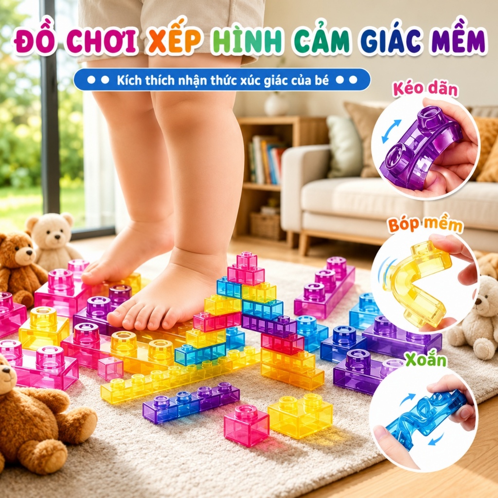 Bộ Gạch Dẻo Lắp Ghép Cho Bé – Khối Xếp Hình Mềm TPE An Toàn, Đồ Chơi Giáo Dục Phát Triển Tư Duy