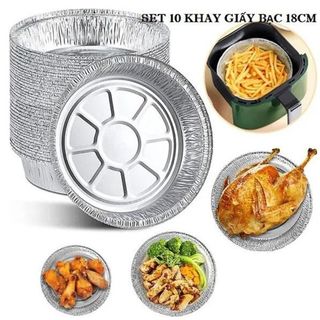 Combo 100 Bát Giấy Bạc Lót Nồi Chiên Không Dầu Size 22cm 24cm Dày Dặn Chống Dính Chịu Nhiệt