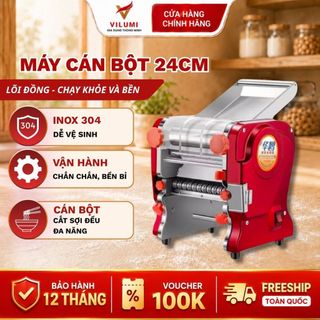 Máy Cán Bột Đa Năng Vilumi 24cm Kèm Dao, Cán Bột Bánh Bao, Cán Mì, Đế Pizaa, Lõi Đồng, Chất Liệu Inox Không Gỉ