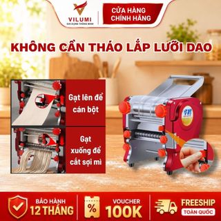 Máy Cán Bột Đa Năng Vilumi 24cm Kèm Dao, Cán Bột Bánh Bao, Cán Mì, Đế Pizaa, Lõi Đồng, Chất Liệu Inox Không Gỉ