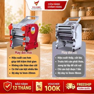Máy Cán Bột Đa Năng Vilumi 24cm Kèm Dao, Cán Bột Bánh Bao, Cán Mì, Đế Pizaa, Lõi Đồng, Chất Liệu Inox Không Gỉ