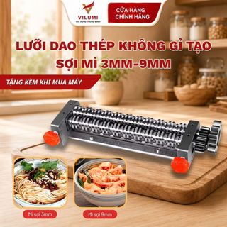 Máy Cán Bột Đa Năng Vilumi 24cm Kèm Dao, Cán Bột Bánh Bao, Cán Mì, Đế Pizaa, Lõi Đồng, Chất Liệu Inox Không Gỉ