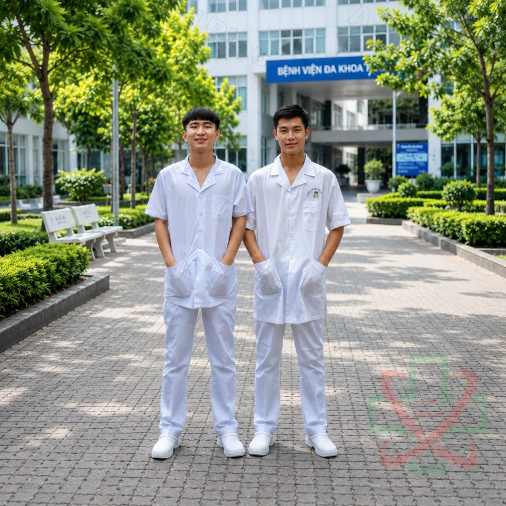 Bộ blu trắng, Bộ y tá dáng lỡ - Áo y tá cho dược sĩ, bác sĩ, sinh viên ngành y