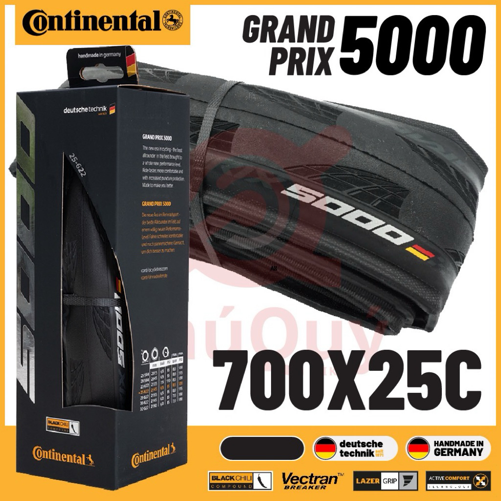 Vỏ Gấp Continental GrandPrix 5000 Hông Đen 700c x 23/25/28/30 (1cái)