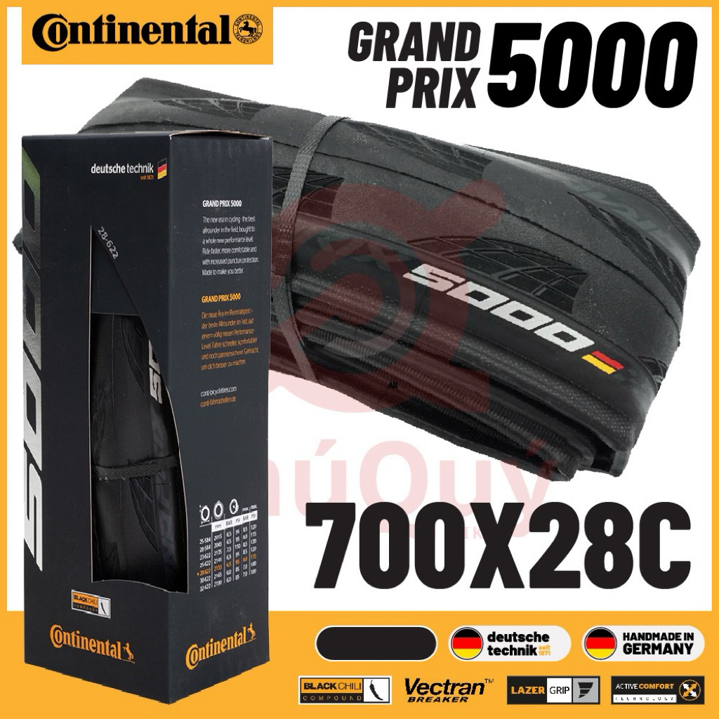 Vỏ Gấp Continental GrandPrix 5000 Hông Đen 700c x 23/25/28/30 (1cái)