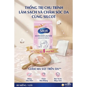 KHĂN KHÔ LAU MẶT SILCOT NHẬT BẢN (GÓI 80 MIẾNG) – GIẢM MA SÁT, BẢO VỆ DA TỐI ĐA