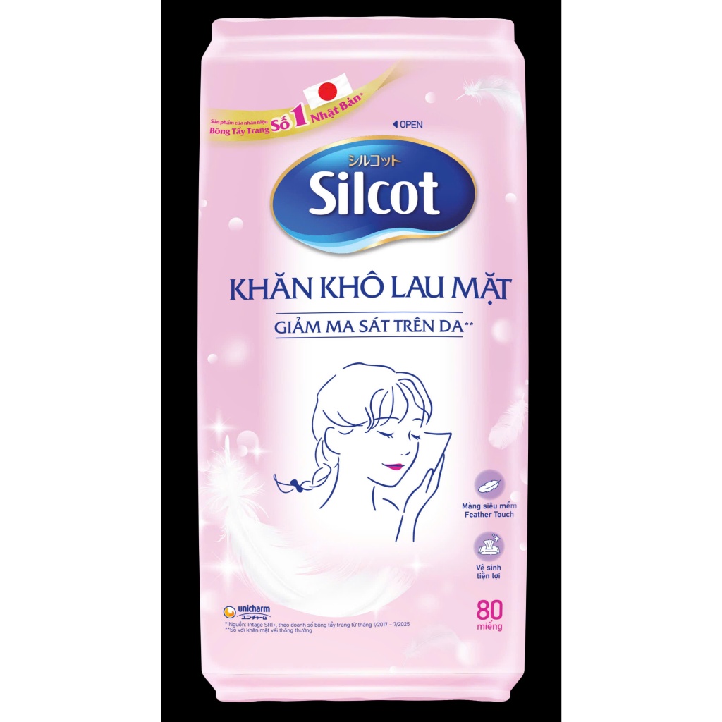 KHĂN KHÔ LAU MẶT SILCOT NHẬT BẢN (GÓI 80 MIẾNG) – GIẢM MA SÁT, BẢO VỆ DA TỐI ĐA